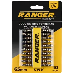 JOGO BITS PONTEIRAS VARIADAS DUPLAS CRV 65MM C 10PCS