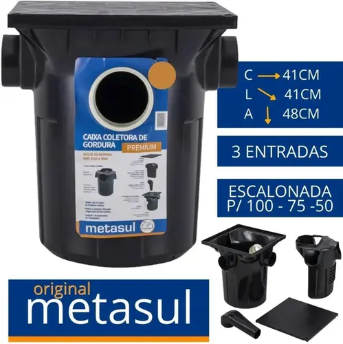 CAIXA GORDURA C/REFIL SIFONADA 42L REFORÇADA