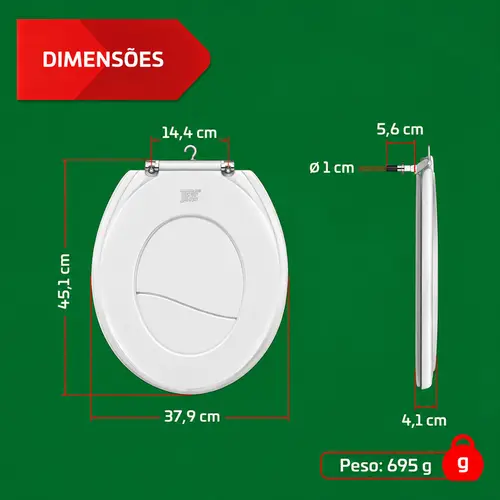ASSENTO SANITÁRIO ALMOFADADO OVAL