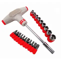 JOGO DE CHAVE TIPO T SOQUETES E BITS 21PCS