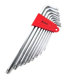 JOGO DE CHAVE TORX LONGA ACABAMENTO ACETINADO CROMO VANADIO T10-T50 9PCS